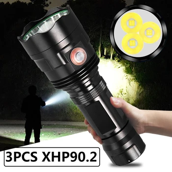 

Ultra Bright 3pcs XHP90 Super Powerful LED Flashlight XHP50 Torch USB Rechargeable Linterna Waterproof Lamp Lantern LED Bulbs CE