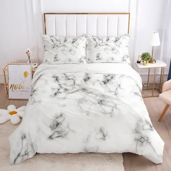 

3D Marbling Design White Duvet Cover Sets Quilt Covers Comforter Case Bed Linens Full Twin Double Single King Queen Bedding Set