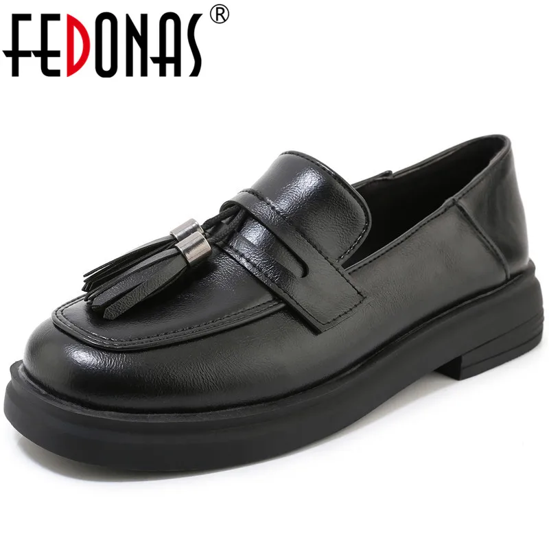 

FEDONAS Women Platforms Shoes Casual Shoes Spring Autumn New Arrival Fringe Concise Round Toe Shoes Woman