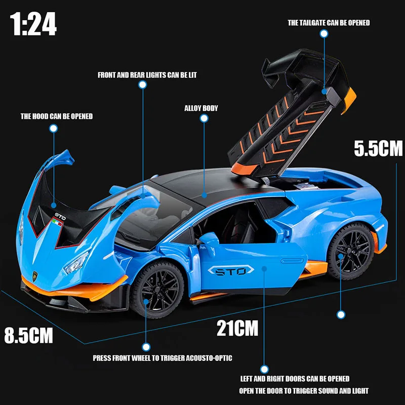 1:24 Lamborghinis Huracan STO Alloy Car Model Diecasts Metal Toy Off-road Vehicles Car Model Simulation Collection Kids Gift rc helicopters