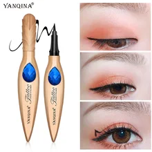 YANQINA карандаш для глаз перо Форма с синим бриллиантом водонепроницаемый Быстросохнущий Черный Цвет Гладкий жидкий карандаш для глаз