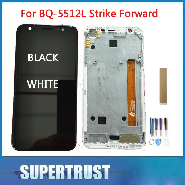 С рамкой для BQ Mobile 5512L Strike Forward BQ5512L ЖК дисплей сенсорный экран в сборе черный белый
