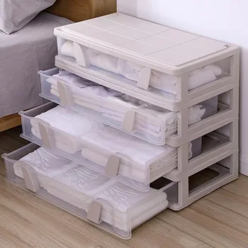 

Bed bottom storage box plastic flat quilt drawer type storage box with pulley bed under the clothes storage box large WF806324