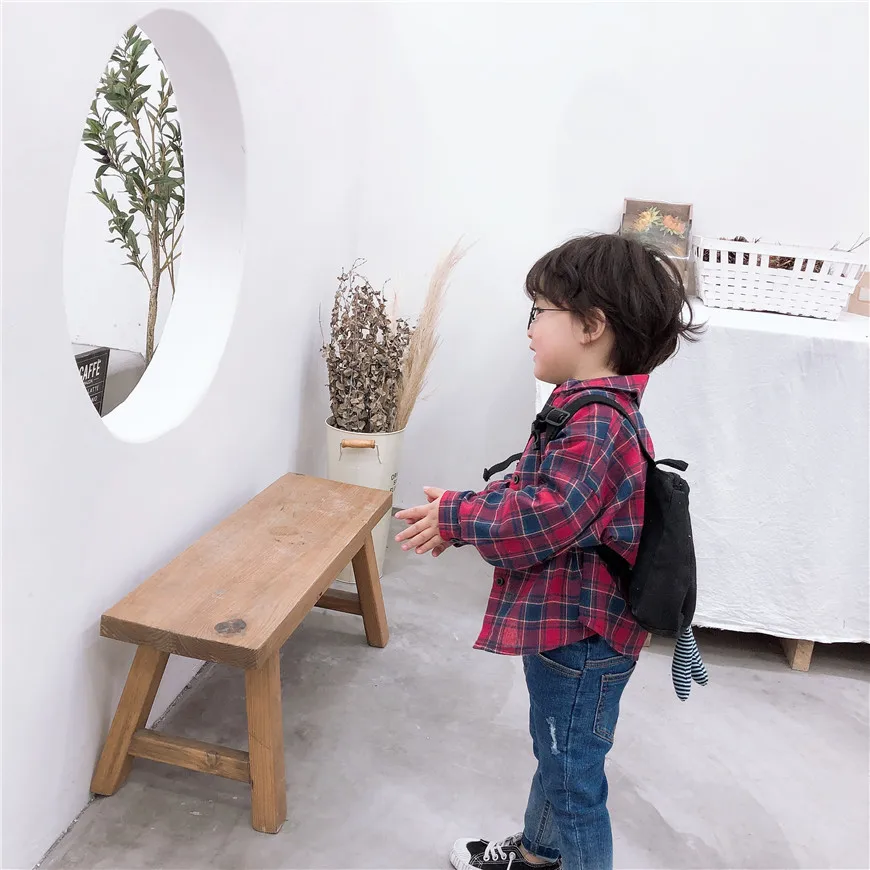 Autumn New Style Korean-style Childrenswear Men And Women Child Baby Plaid Casual Shirt Versatile Shirt