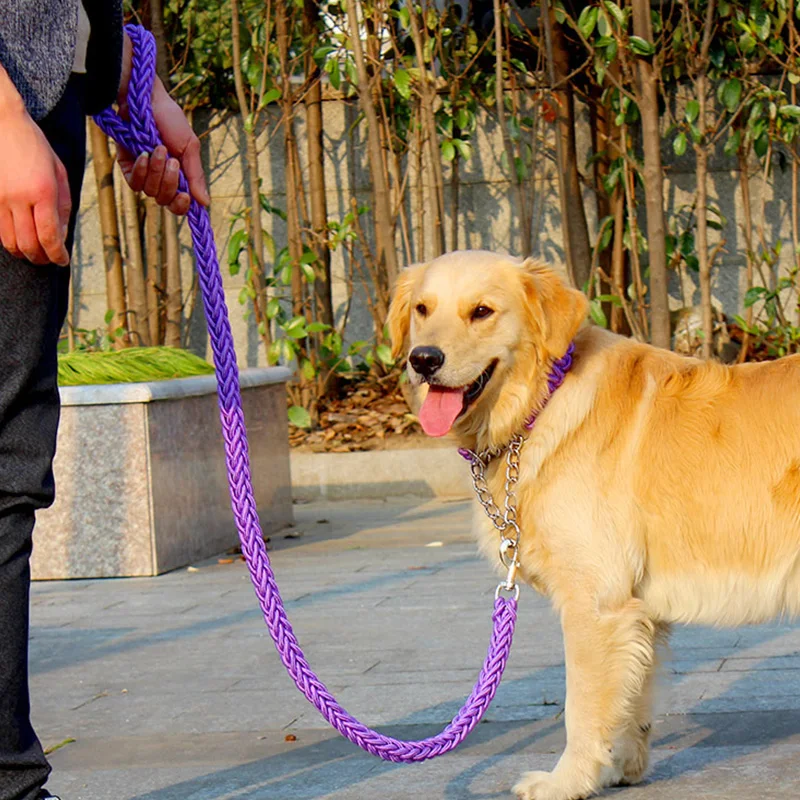 Large Dog Leash Big Dog Chain Leash Supplies Pet Collars Chest Strap Dog Collar Rope Golden Retriever Labrador Durable Leash 30