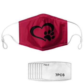 

Love Paw Print Women Men Children Face Masks Cartoon Dust Proof PM2.5 Prevent Reusable Party Festive Mouth Mask Filters Custom