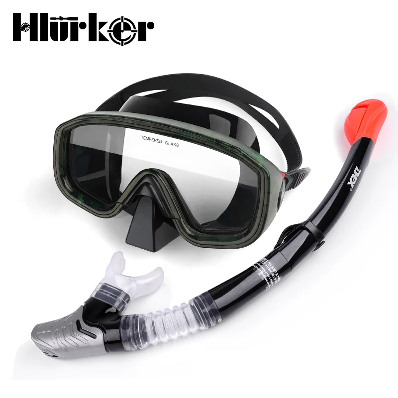 Hlurker, анти-туман, анти-головокружение, подводное плавание, маска для подводного плавания, очки, маска+ дыхательная трубка для мужчин, женщин - Цвет: Camouflage Set