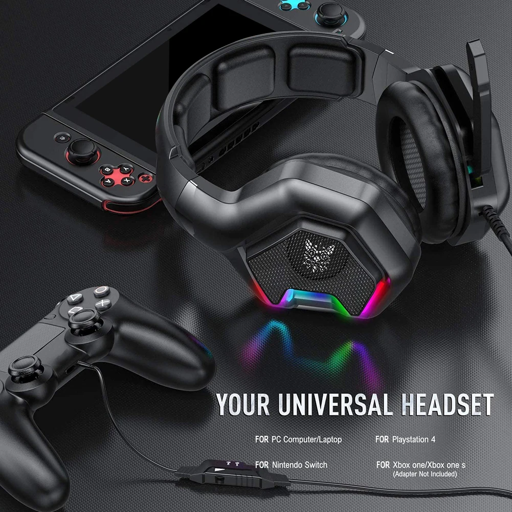 Head Mounted Headset Computer Phone Wired Headphones Gaming Headset Stereo Noise Cancelling Over Ear Headphones