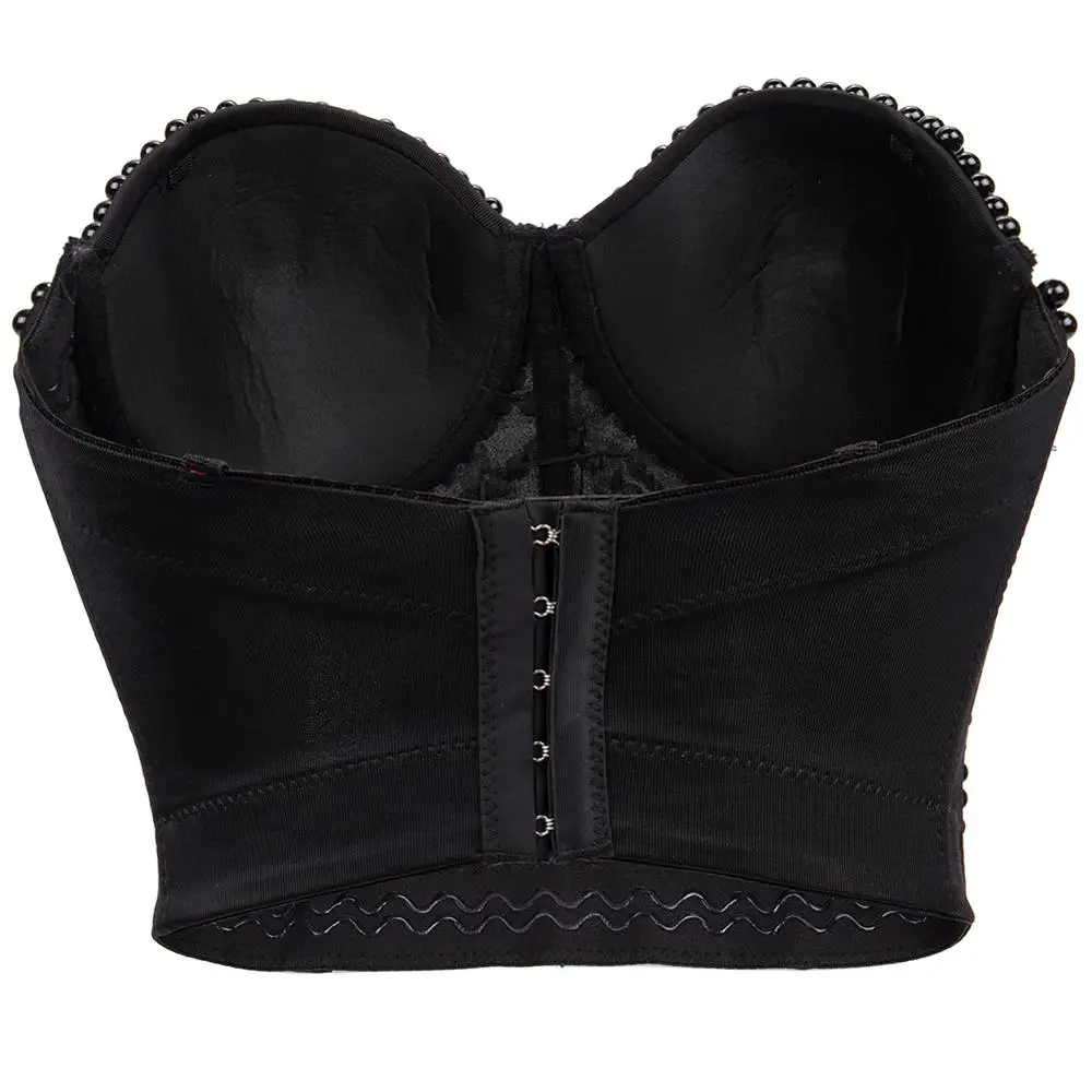 Готический Черный бриллиантовый бисер жемчуг Push Up Bralet женский ночной клуб корсет для вечеринки бюстье укороченный Топ жилет Camis Roupas Femininas