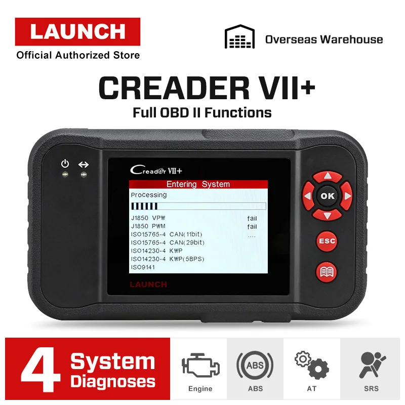LAUNCH X431 OBD Reader VII Auto ABS Airbag SRS Scan Tool Engine Diagnostic PRO 