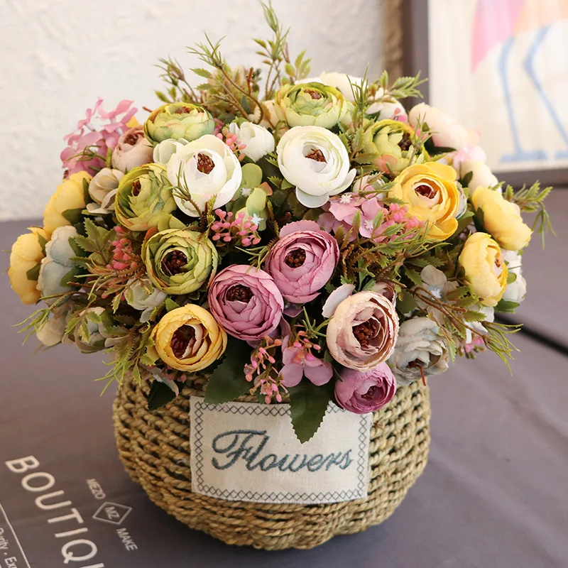 

Simulation Camellia Artificial Flower DIY Wedding Decor Marriage Engagement Bridal Bouquet Romantic Tea Rose Photo Props 1PC