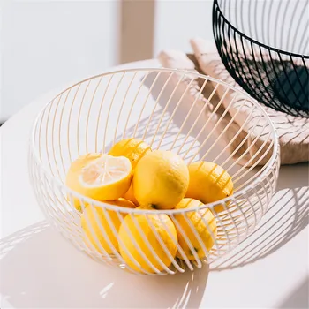 

Iron Art Fruit Bread Basket Storage Bowl Plate Hollow Out Living Room Storage Dried Fruit Holder