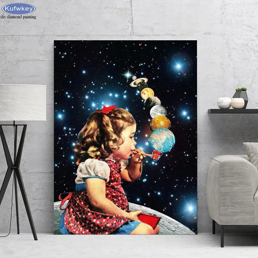 5D DIY алмазная живопись космический пейзаж полный квадратный круглый дрель
