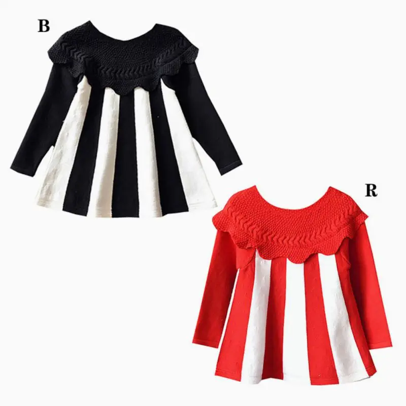 

Baby Girls Cute Striped Print Long Sleeve Autumn Casual Sweater Dress Kids Toddler Pageant Dresses New
