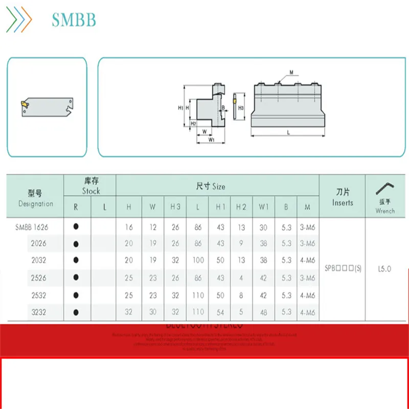 SMBB1626 SMBB SMBB2526 SMBB1632 SMBB2032 SMBB2532 SMBB3232 CNC Tools SMBB Cutter Holder for Grooving Turning Tool Inserts