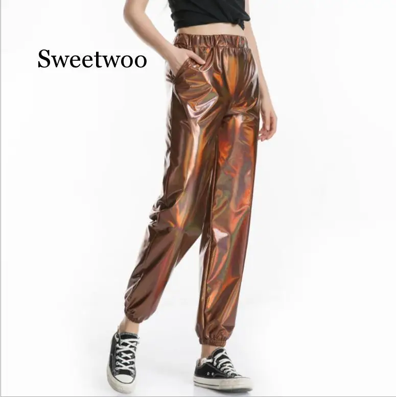 

New Fashion mid waist dance stage performance wide leg loose long bloomers trousers women hip hop harem pants