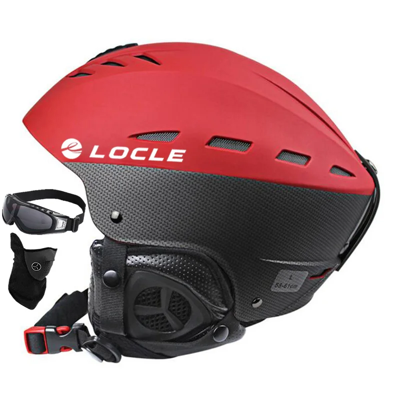 LOCLE высокое качество лыжный Helme CE сертификация ABS+ EPS лыжный шлем Снег Катание сноуборд скейтборд шлем 55-61 см - Цвет: Красный