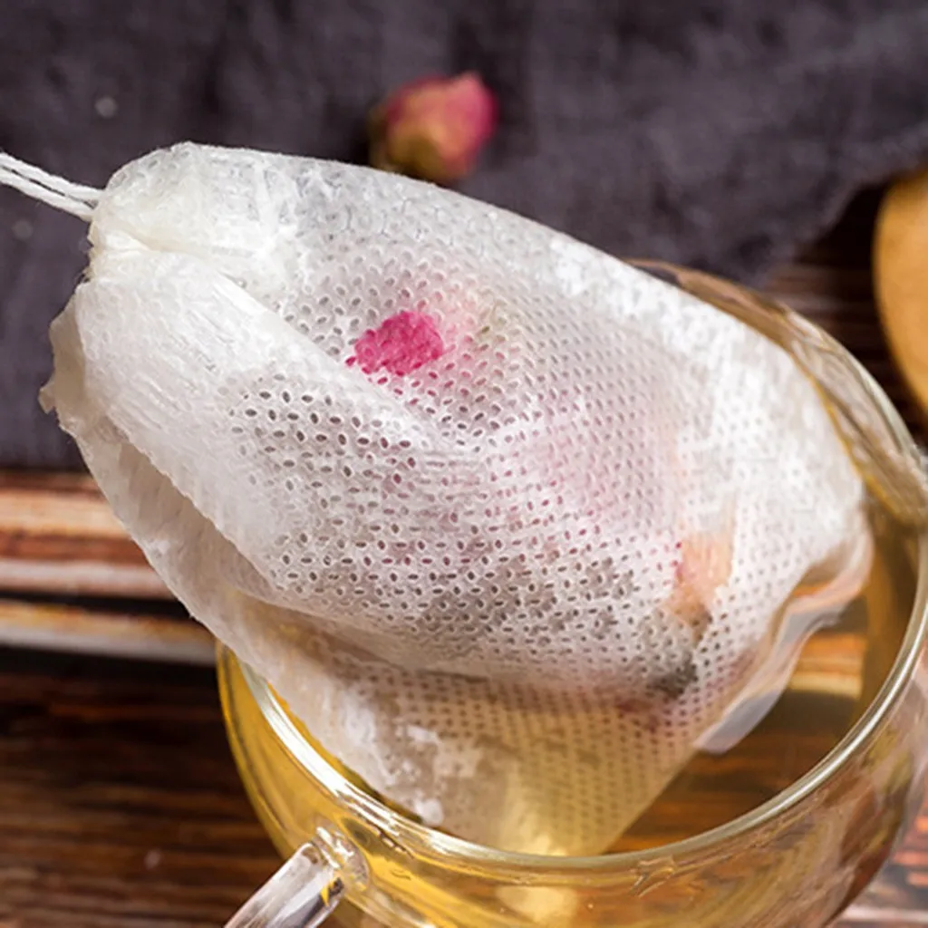 

200 Pcs Filter Bags Empty Non Woven Drawstring Tea Bags Disposable Filter Bag Heal Seal Empty Teabags Package 2.14