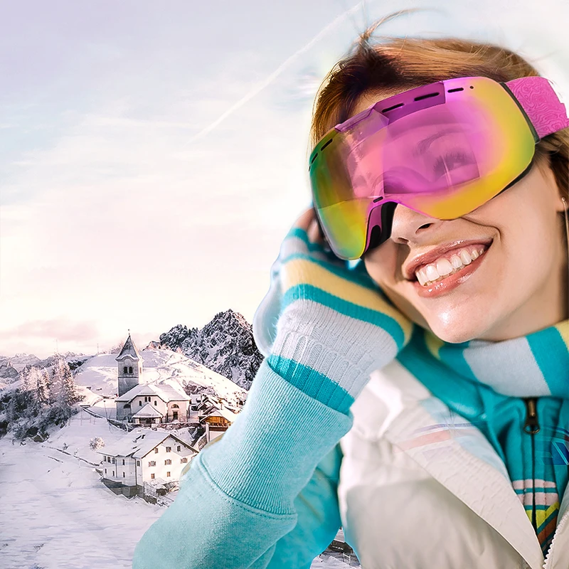 Mosodo Magnetic Ski Goggles Magnet Snowmobile Anti-fog Skiing Eyewear Snow Large Spherical Winter Ski Glasses Brightening len Mosodo Magnetic Ski Goggles Magnet Snowmobile Anti-fog Skiing Eyewear Snow Large Spherical Winter Ski Glasses Brightening len