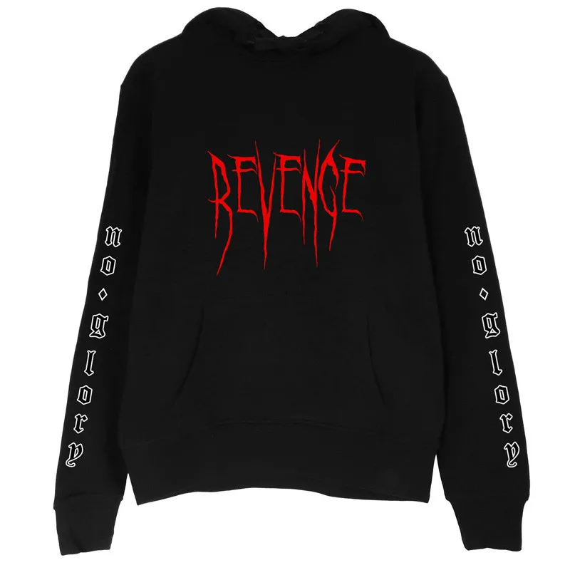  Merry Pretty Autumn Hoodies Sweatshirt Women Revenge Letter Printed Black Tracksuit Pocket Streetwe