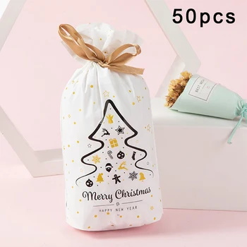 

50pcs Gift Bags Christmas Sacks Reusable Wrap Party Holiday Decoration