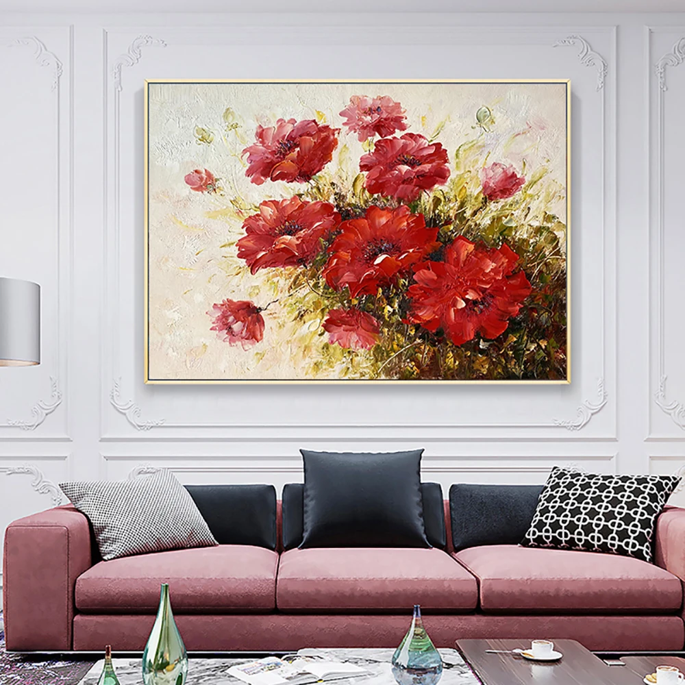 

Handmade Abstract Flower Oil Painting On Canvas For Home Living Room Bedroom Decoration Wall Art Oil Paintings Free Shipping