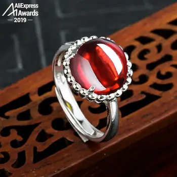 

10*10mm 6.18 Sale S925 Sterling Silver Australia Ruby Rings good taste Rings handicraft Gemstone Retro Chalcedony