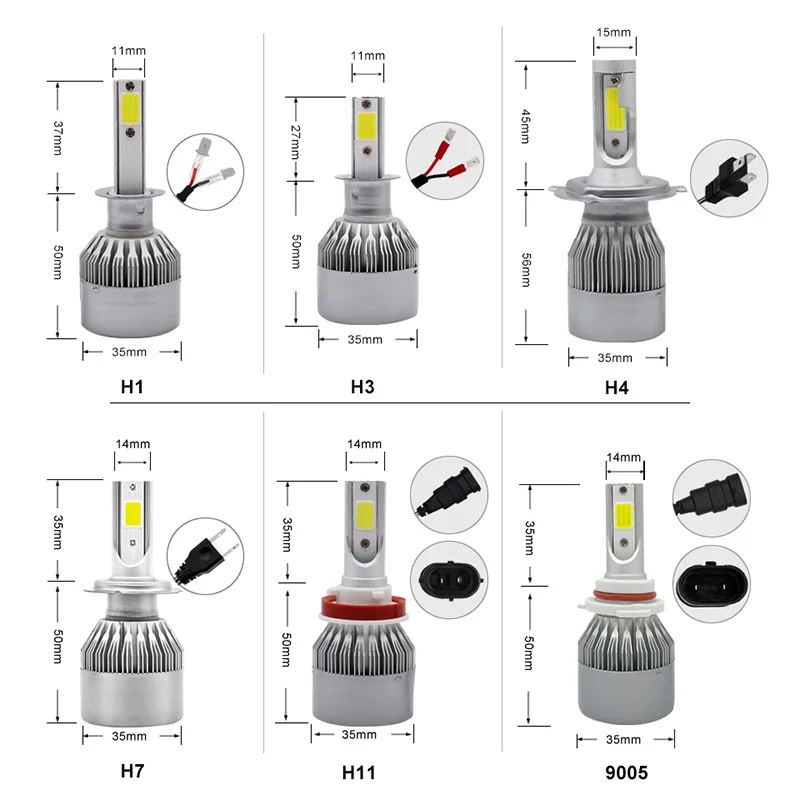 TF30 2 шт./лот светодиодный головной светильник с двойной лампы золото Conversion Kit светильник 72W фары для 8000LM H1 H3 H4 H7 HB3 HB4 9004 9005 Авто C6 по технологии COB 6000K