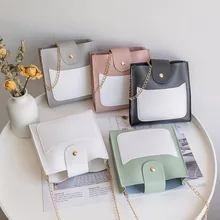 

Summer Fashion Crossbody Bags For Women Contrast Color PU Leather Chain Strap Satchels Shoulder Bag Lady Simple Casual Mini Bags