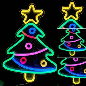 

43x33x25cm Christmas Tree LED Neon Light USB Neon Bulb Tube for Home Party Beer Bar Pub Wall Decoration Neon Lamp Christmas Gift