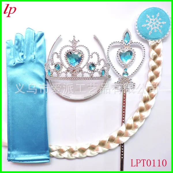 

Hot Sales Frozen Gloves Set Aisha Princess Crown Magic Wand Braid Gloves Four-piece Set-