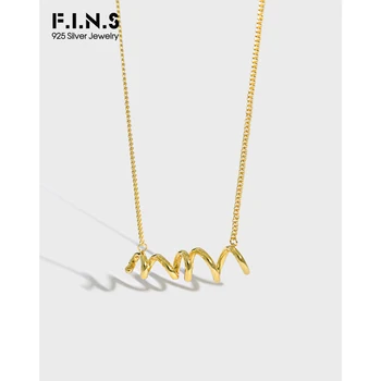 

F.I.N.S Small Irregular Curve Spring-Shaped Pure 925 Sterling Silver Necklace Stackable Clavicle Chain Fashion Fine Jewelry