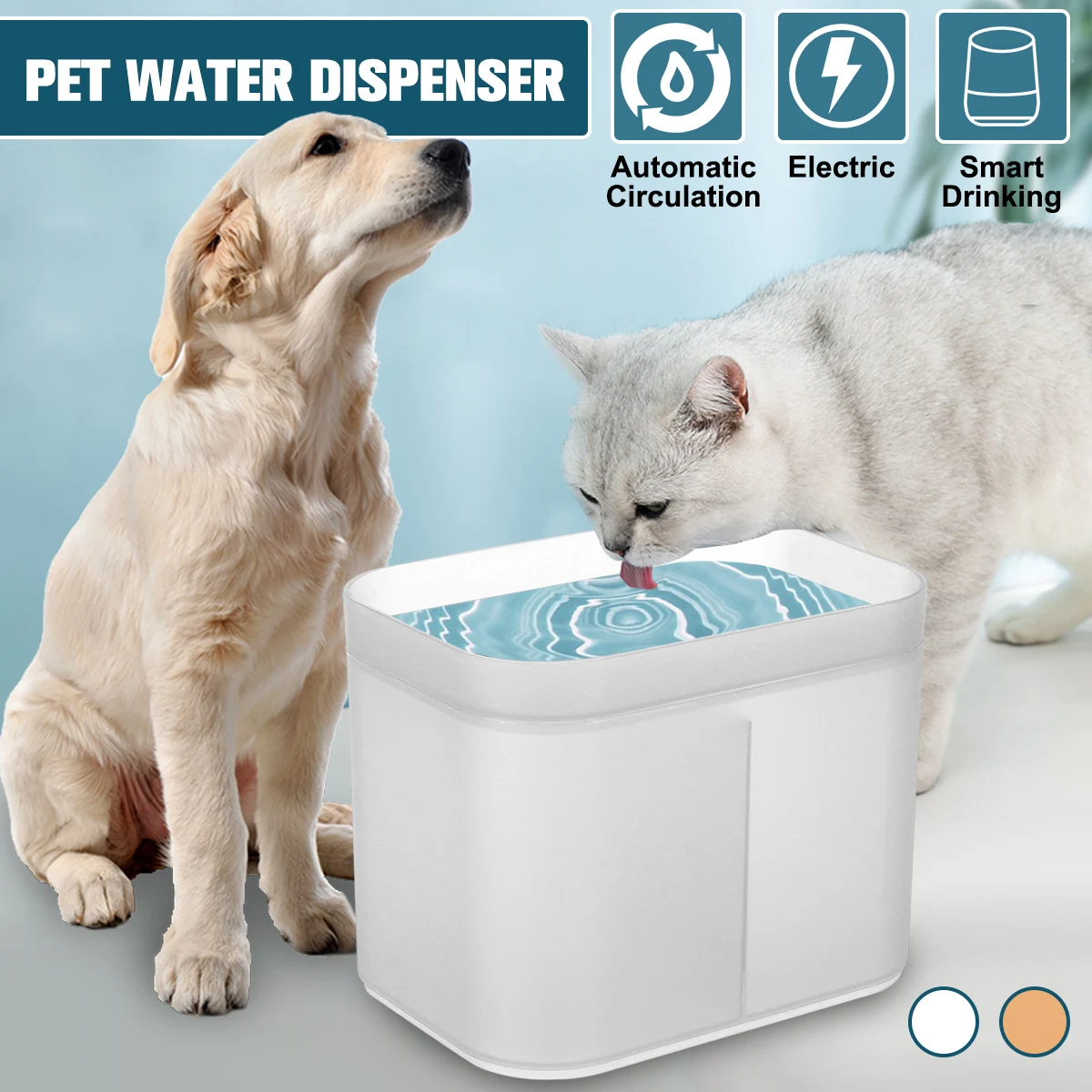 

Electric Smart Water Cat Dog Pet Fountain Drinking Cat Dog Automatic Cycling Pet Water Dispenser USB Ultra-quiet Water Feeder