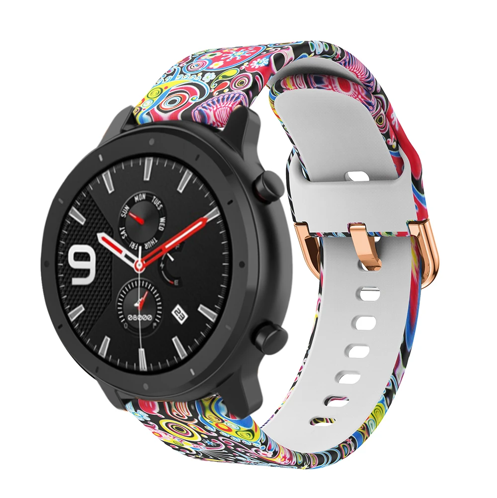 20 мм ремешок для часов amazfit gtr 42 мм силиконовый ремешок модный принт ремешок для часов для samsung Galaxy Watch active 2 браслет ремень