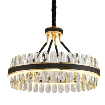 

ZISIZ LED Postmodern Round Oval Crystal Chandelier Lighting Lustre Suspension Luminaire Lampen For Dinning Room