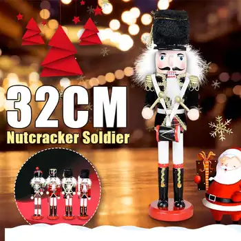

Christmas Wooden Crafts 30CM Nutcracker Soldier Shape Puppet Christmas Gift Decoration