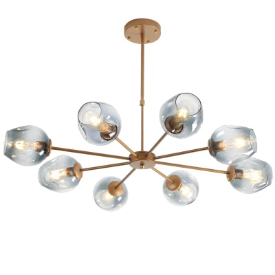 Modern Chandelier Lighting Living Room Lights Glass Lampshade LED Golden Black Vintage Pendant Lamp Dining Room Kitchen