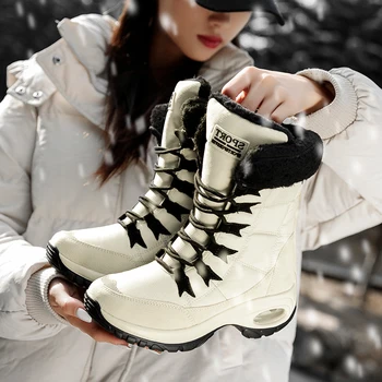 

Winter Waterproof Quality Women Boots Keep Warm Mid-Calf Snow Boots Ladies Lace-up Comfortable Boots Chaussures Femme