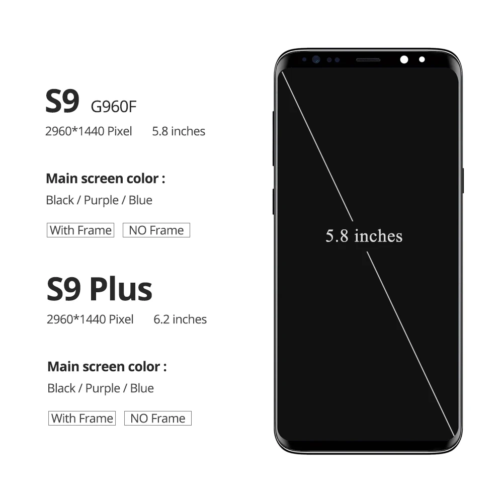 Оригинальная замена AMOLED для samsung Galaxy S9 S9+ ЖК сенсорный экран дигитайзер S9 G960 S9 Plus G965 дисплей с рамкой