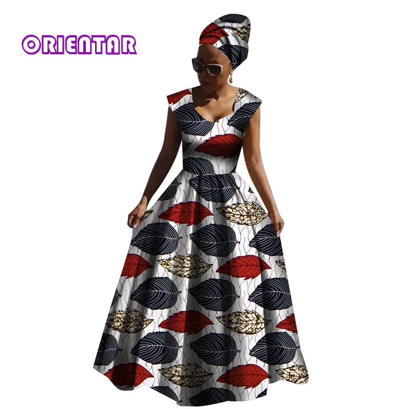 Африканские платья для женщин, традиционная африканская одежда, большое свободное приталенное платье без рукавов, женское длинное платье с принтом, WY2843