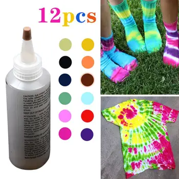 

12 Bottles Tulip Permanent One Step Tie Dye Set DIY Kits for Fabric Textile Craft Arts Clothes for Solo Projects Dyes Paint