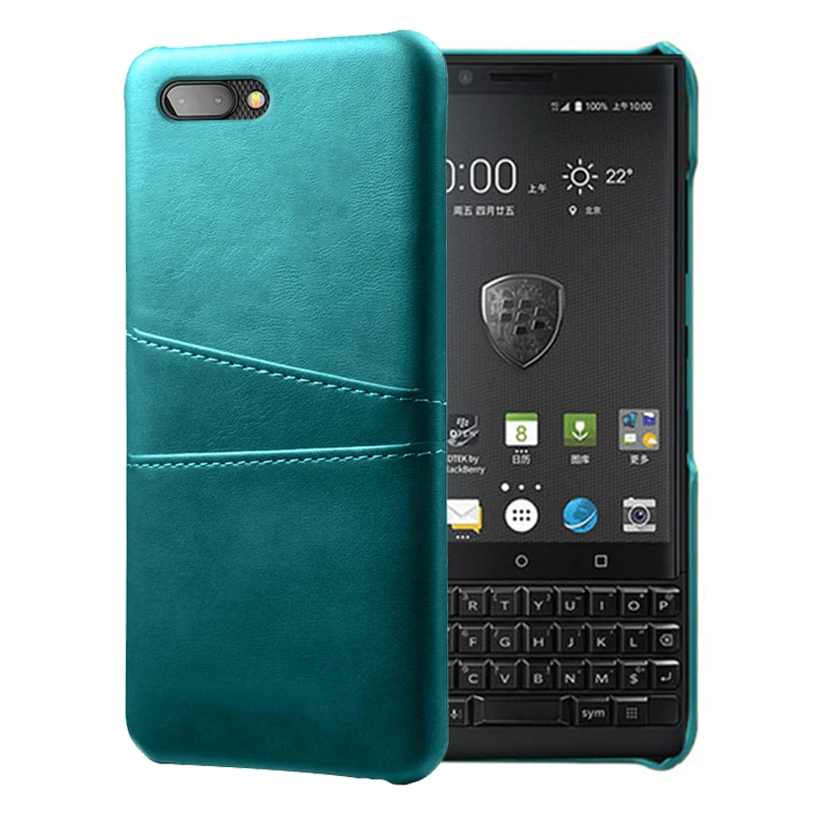 SCK кожаные держатели для телефонов для BlackBerry Key 2 Key2 чехол тонкий гибридный жесткий чехол для телефона - Цвет: Светло-голубой