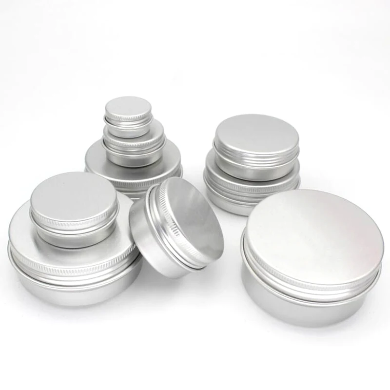 100PCS 5g-60g Aluminum Tin Jars Metal 50ml Empty Cosmetic Face Care Eye Cream Lip Balm Gloss Packaging aluminum tins cans cosmetic pot jars