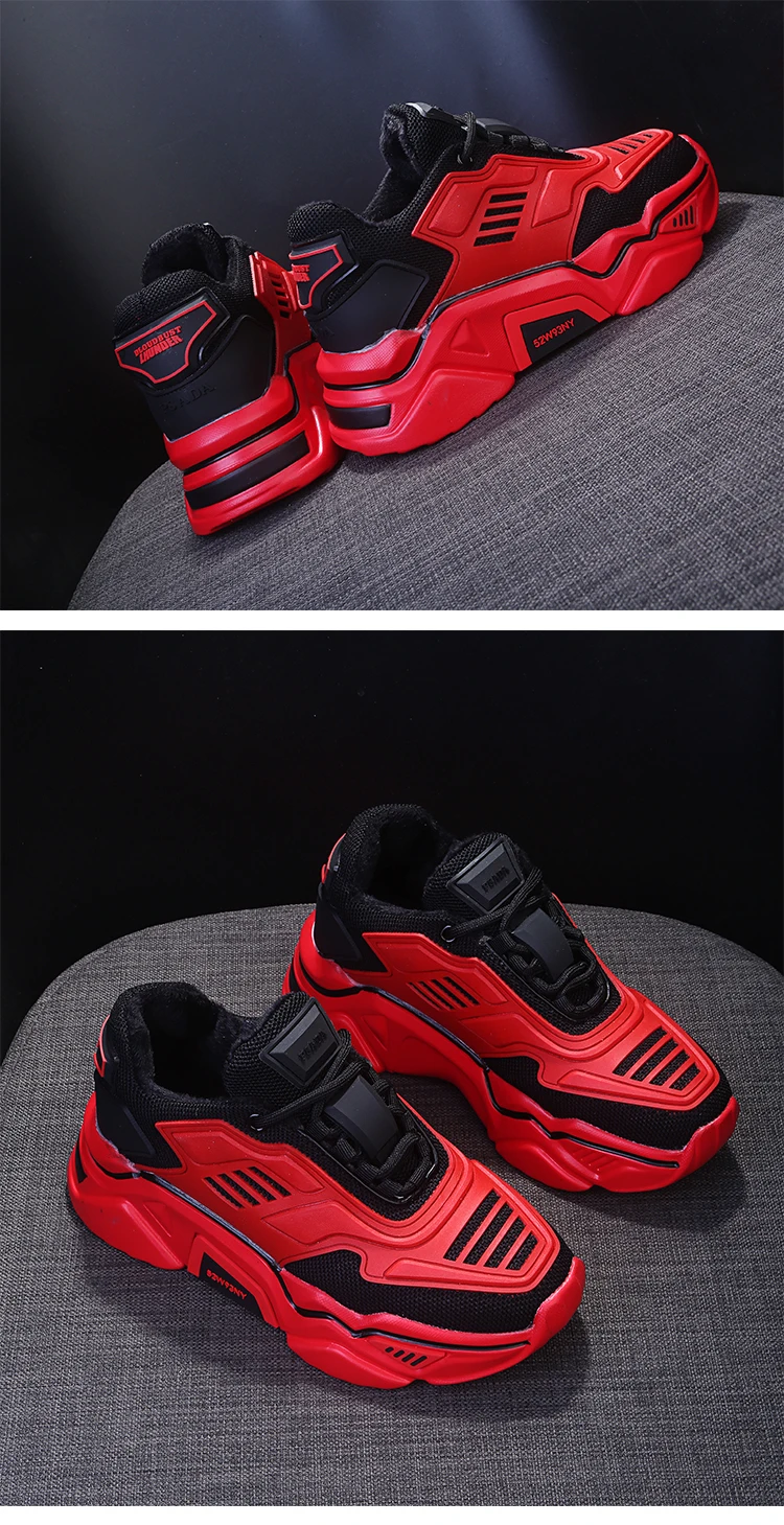 Red Black Yellow Chunky Sneakers Women Casual Shoes Fashion Platform Thick Sole Sneakers Women Vulcanize Shoes