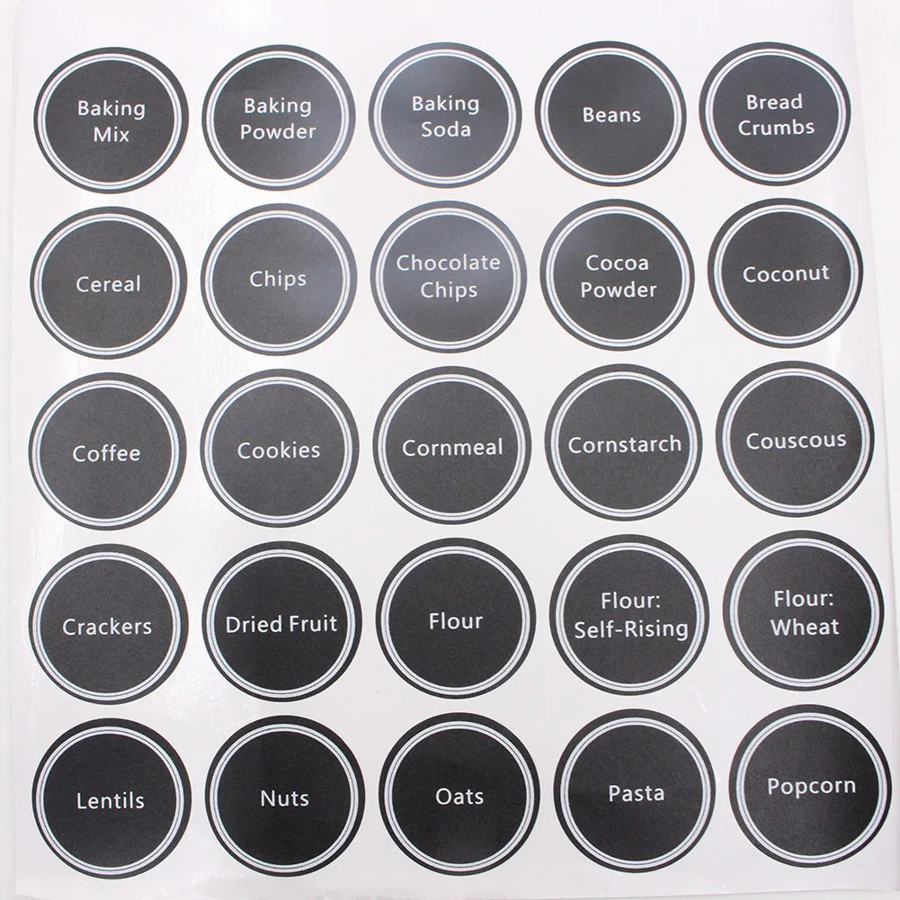 aeProduct.getSubject() 13pcs Waterproof Jar Stickers Round Bottle Tags Spice Labels Pantry Printed Decor Home Accessories PVC Adhesive Kitchen