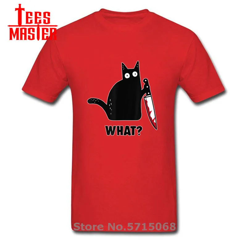Мужская футболка с черным котом и ножом новинка футболки героями мультфильма