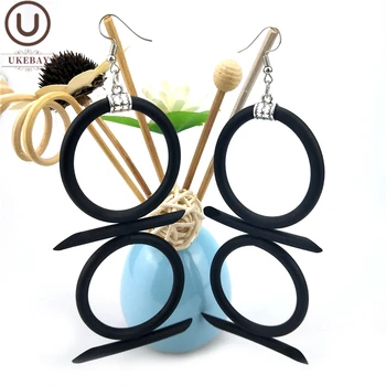 

UKEBAY 2020 NEW Round Drop Earrings For women Geometric Jewelry Handmade Big Earrings Leather Accessories Wholesale Long Earring