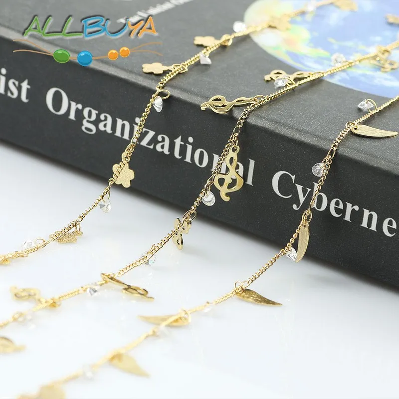 

Gold Color Wire Wrapped Rosary Chain Zircon Beads for Jewelry Making DIY Handmade Ankles Bracelets Necklaces Pendant Accessories