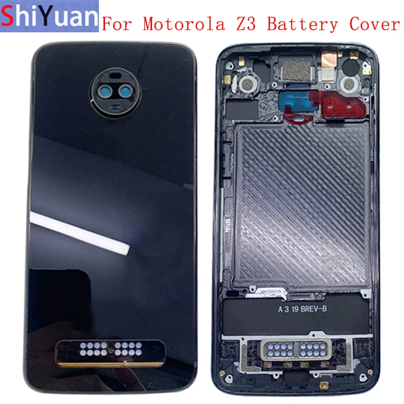 Battery Cover Back Rear Door Housing Case For Motorola Moto Z3 Back Cover with Middle Frame Logo Repair Parts original middle front faceplate middle bezel frame housing for motorola moto moto x pro xt1115 with tools