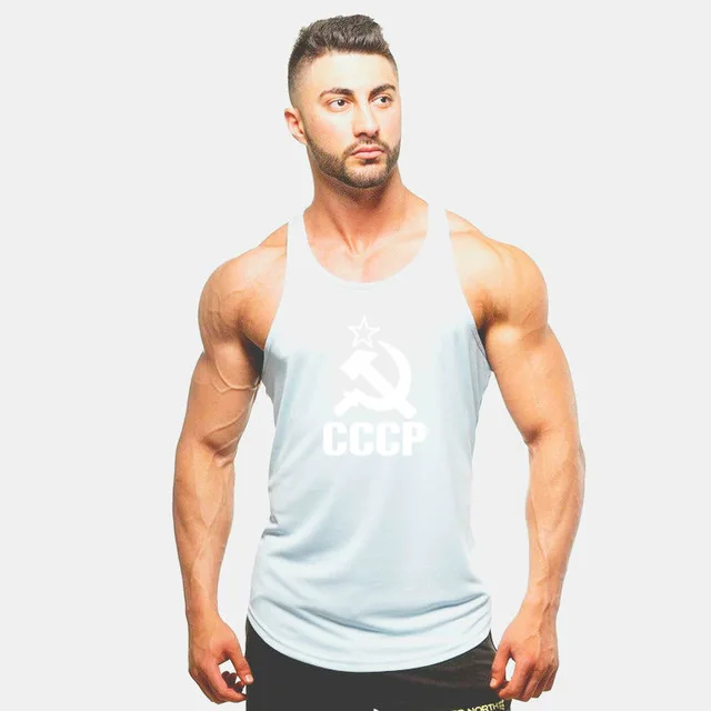 New brand Gyms Clothing Tank Tops Fitness Mens Bodybuilding Tanktops Cotton Vest For Muscle Men body Workout Sleeveless Shirt - Цвет: 7 white